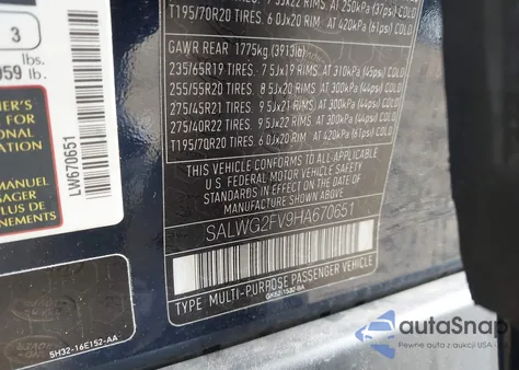 2017 Land Rover Range Rover Sport 3.0L V6 Supercharged Se из США, поврежденный, VIN SALWG2FV9HA670651